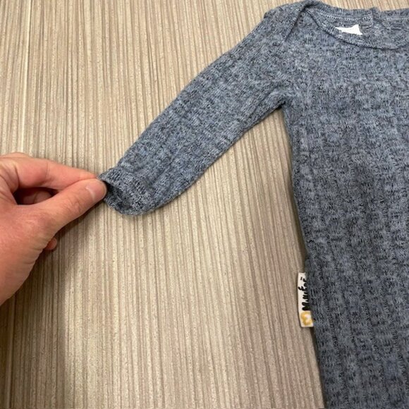 NWT Maniere Child Marled Blue Ribbed Footed Onesie Infant Baby Boy 6 Months - Picture 7 of 13